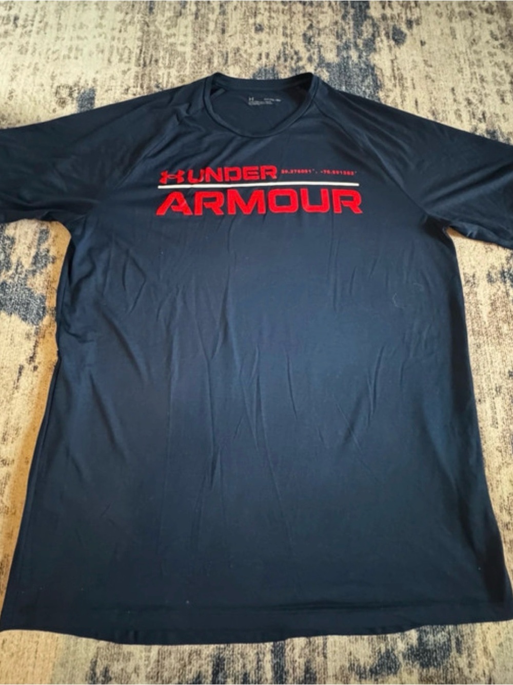 Under Armour Navy Short Sleeve Tee with Red Logo